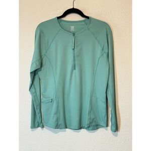 Title Nine Top Large Sunbuster 1/2 Zip Sun Shirt Aqua Long Sleeve Stretch Golf